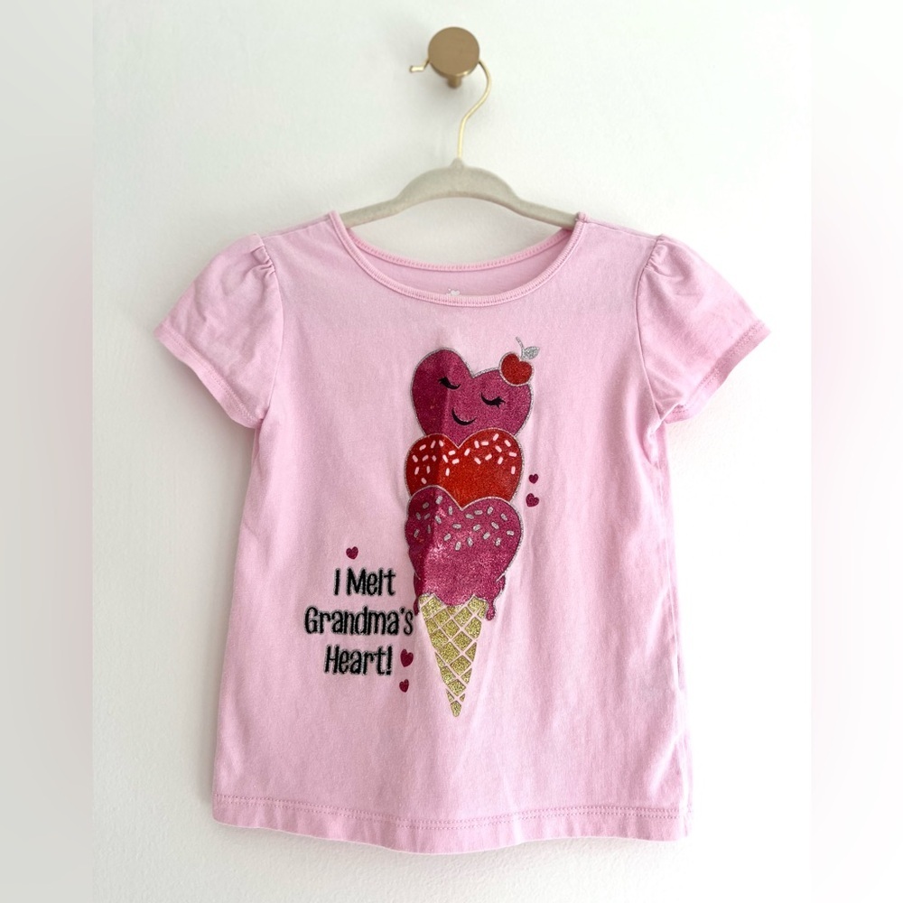 Way to Celebrate Valentine’s Pink Grandma’s Heart Ice Cream Tee | Girls 2T